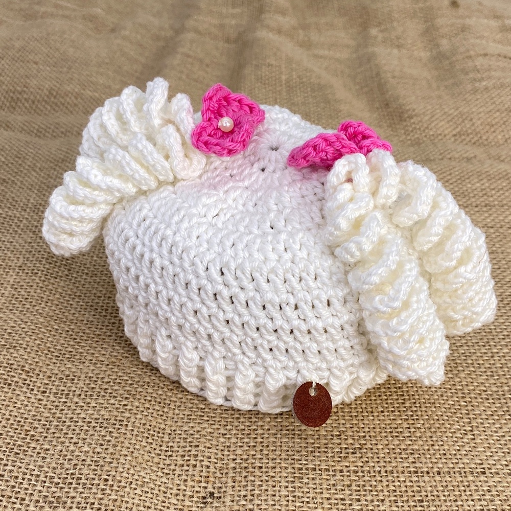JACKYCO BABY COLLECTION Crochet baby WHITE HAT for Newborn